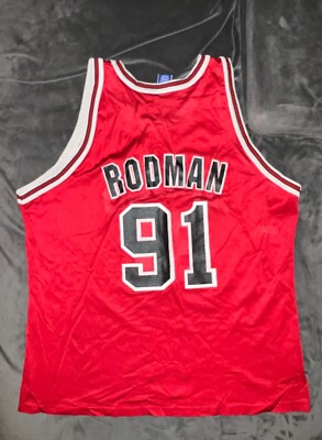 DENNIS RODMAN Champion CHICAGO BULLS Red Jersey 52 NBA Kerr