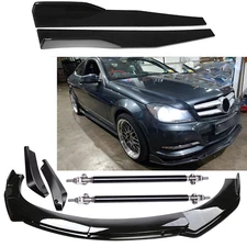 For Bens Front Bumper Splitter Spoiler Body Kit Side Skirt Glossy Black H+