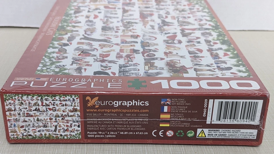 NEW Eurographics Jigsaw Puzzle 1000 Pieces “Holiday Cats” Christmas Kitties - Image 3 of 4