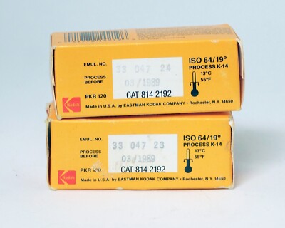 Kodak Kodachrome 64 PKR 120 Color Slide Film NEW Expired 2x Rolls