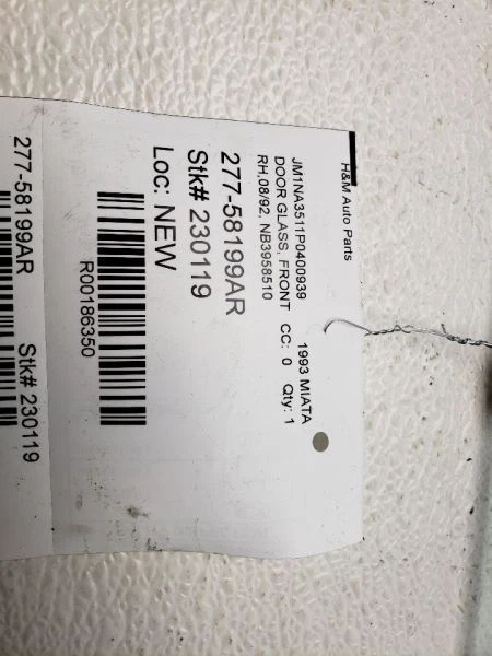 1990-1996 Mazda MX-5 Miata пассажирская передняя дверь стекло сквозное 1/96 OEM NA0158510 - Изображение 3 из 4