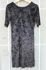 FRENCHI ~ Sz M Black Stretch Crushed Velvet Party Dress ~ SHIPS FREE
