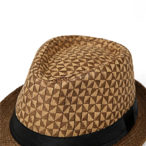 Herren Sommer Stroh Fedora Mütze Trilby kubanische Sonnenkappe Panama kurze Krempe Mütze - Bild 11 von 21