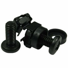 Image of 100 PACK M6 CAGE NUTS BOLTS WASHERS BLACK FOR 19"RACK MOUNT CABINETS 15MM THREAD