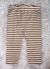 Hanna Andersson Girls Sz. 70 Cream/ Burgundy Striped Legging Pants. Exc. Cond