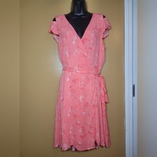 H Halston True Wrap Pink Dress sz M HWS1840012