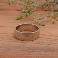 925 Sterling Silver Flat Wedding Band   Handmade Stacking Ring