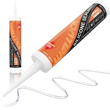 WELLUCK Clear Silicone Caulk, 100% Waterproof Caulking Silicone Sealant Flexi...