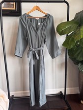 LOFT Outlet Sage Green Gauze Boho Beach Resort Maxi Dress L NWT