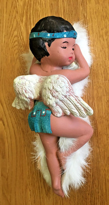 Dream Watcher Little Tribe Evening Star Resting Native Angel on Fur Cloud