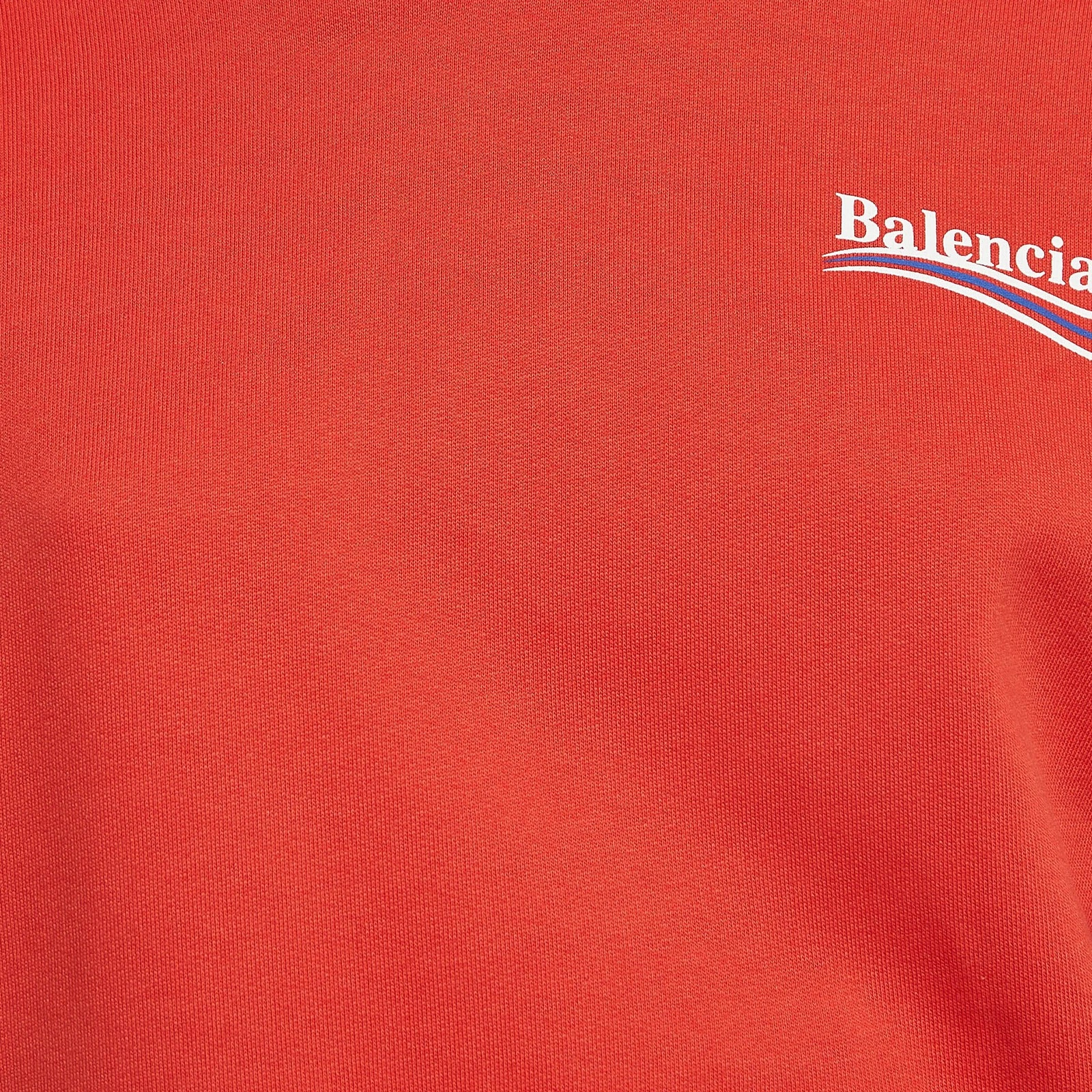 Felpa con cappuccio Balenciaga stampa logo rosso misto cotone (8 anni)