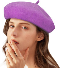 Women Wool Beret Hat French Style Solid Color