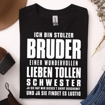 Bruder T-Shirt Geschenk Schwester lustig Stolzer Bruder Herren Geburtstag
