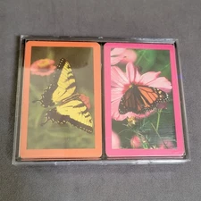 VTG Hamilton PLAYING CARDS BUTTERFLIES 2 DECK PACK Complete With Case BRIDGE