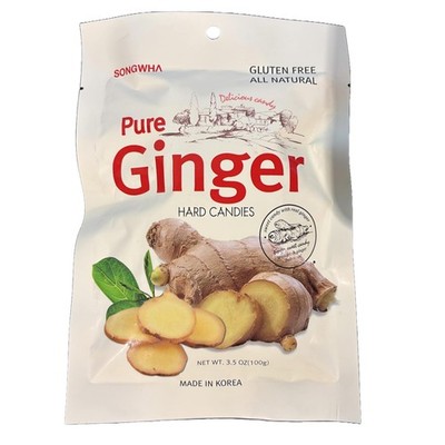 Pure Ginger Hard Candy 3 Pack 3.5 Ounce All Natural Gluten Free Made in Korea