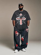 Men's Outfit 2 Piece Set Shirt  Pants Suit PLUS SIZE BIG 5XL