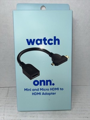 Onn. Mini and Micro HDMI to HDMI Adapter Black