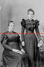 F014154 Woman and Young Girl Wears Long Dark Dresses Newbury Berkshire England U