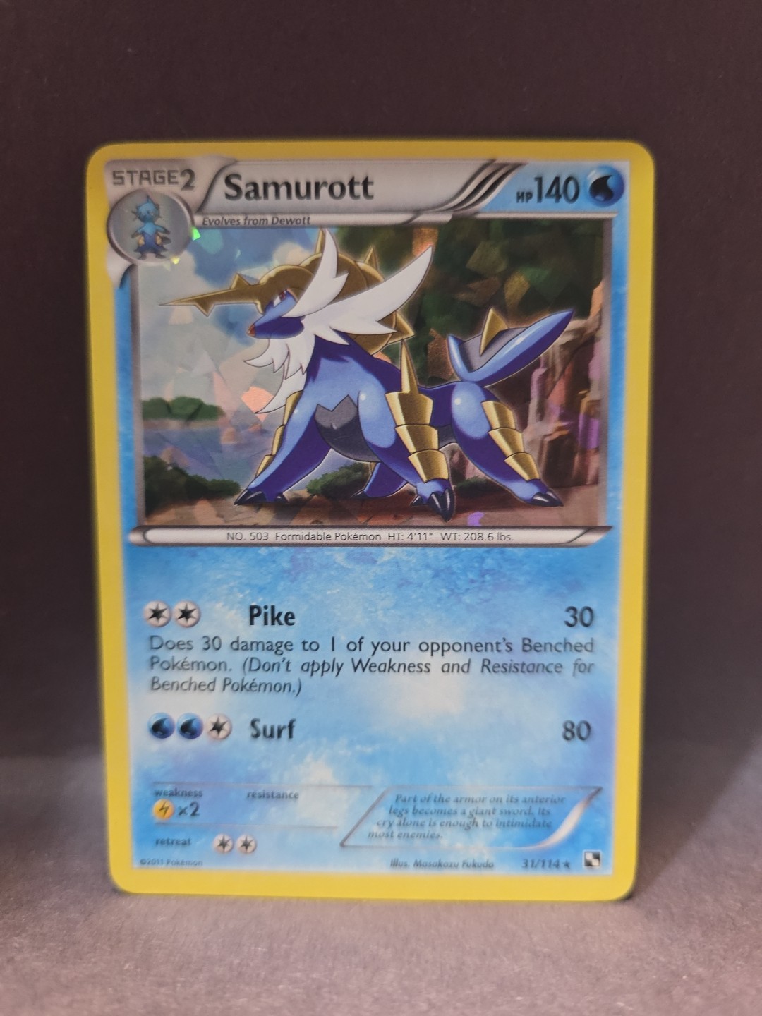 Samurott 32/114 (Cracked Ice Holo ) Rare Black and White NM Pokemon TCG