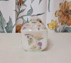 Fenton Hand Painted Iridescent Milk Glass Covered Trinket Jar Grapes Signed USA