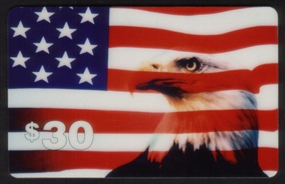 American Eagle & Flag (Abgelaufen 6/15/94) USED Telefonkarte 44 Minuten