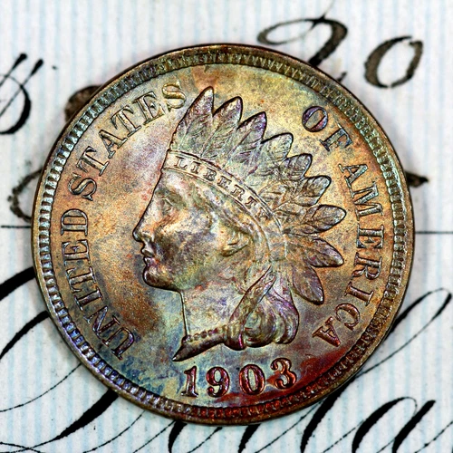 * 1903 * SOLID+ GEM BU MS INDIAN HEAD PENNY * FROM ORIGINAL COLLECTION