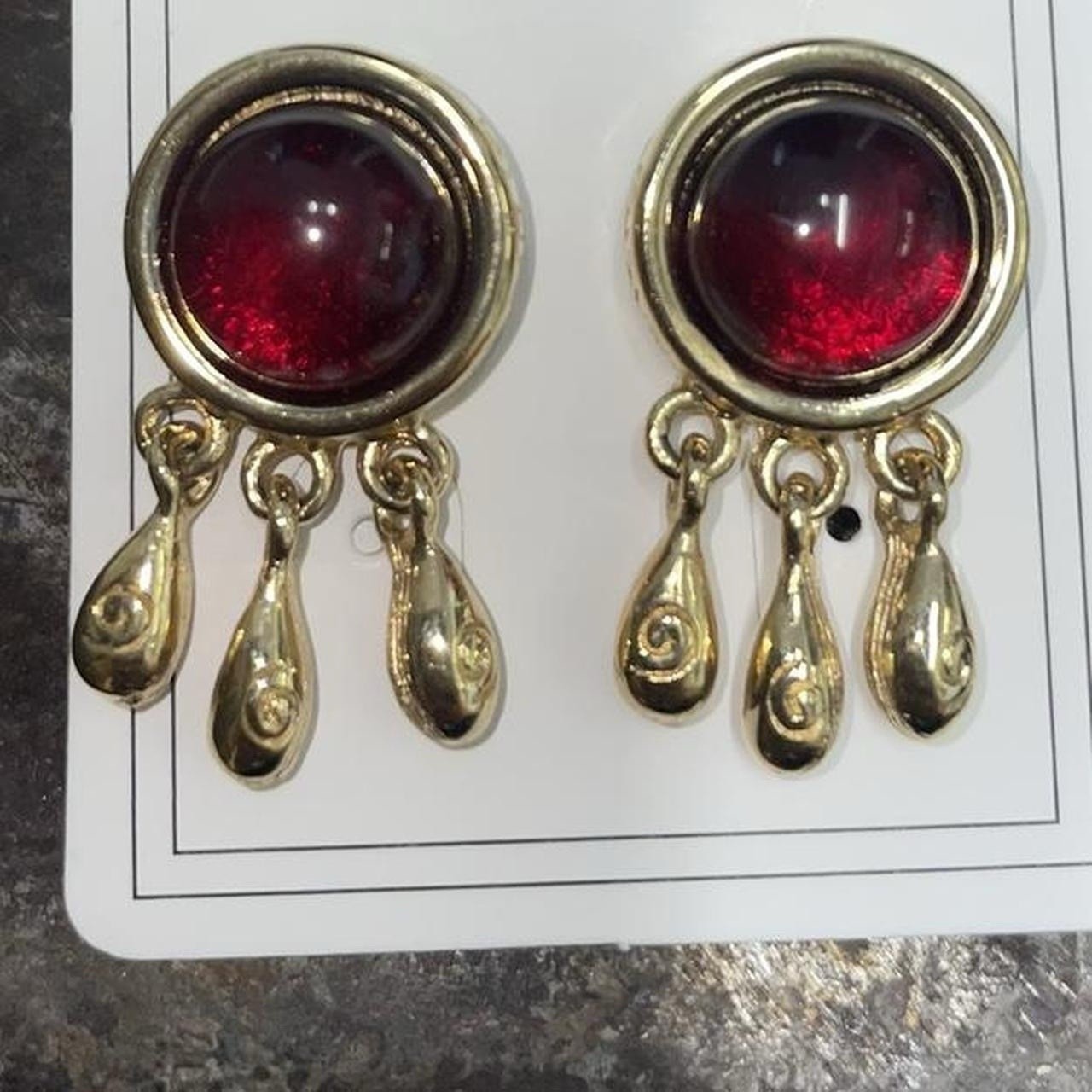 Givenchy Gold and Red Drop Earrings 