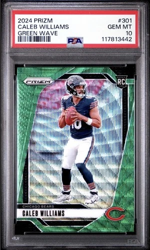 Caleb Williams Green Wave Prizm (RC) 2024 Panini Prizm Rookies #301 PSA 10 BEARS