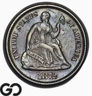 1872 Seated Liberty Half Dime, Subtle Blue Toner, Choice AU++
