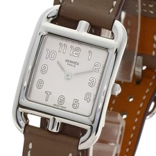 HERMES Cape Cod PM Double Tour Etoupe Watches CC1.210 Stainless Steel/Leathe... 3