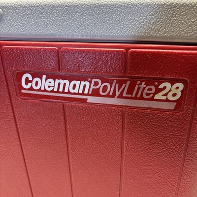 Vintage 1990 Coleman PolyLite 28 Red Cooler with Handles Model