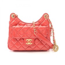 Chanel Matelasse Small Hobo Patent Leather Shoulder Bag Women Pink One Size