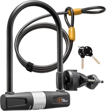 Bike U Lock with Cable -  Heavy Duty Bicycle U-Lock,14Mm Shackle and 10Mm X1.8M 