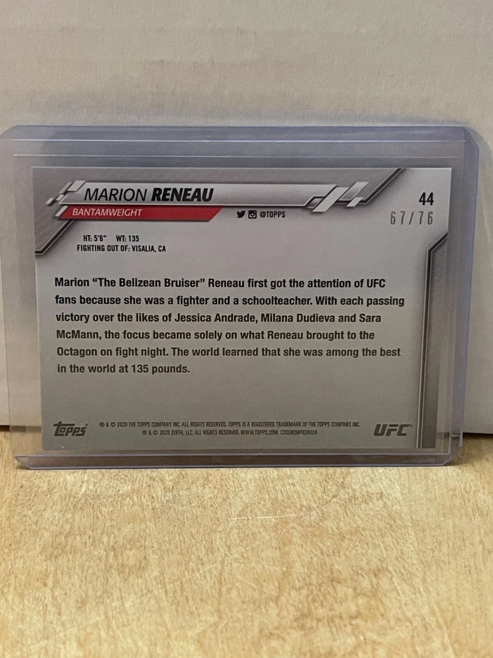 #44 MARION RENEAU 2020 Topps UFC INDEPENDENCE DAY /76 - Image 2 of 2