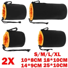 2PC S-XL Size Orange Neoprene Soft DSLR Camera Lens Pouch Bag Storage Cover Case