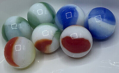 Vintage Lot of 7 Milk Glass Marbles : Blue - White - Green - Red | eBay