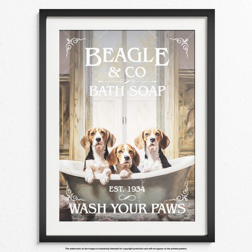 Badezimmer Wandkunst, Hunde Katzen in Badewannenposter, 19 beliebte Hunderassen + schwarze Katze - Bild 55 von 157