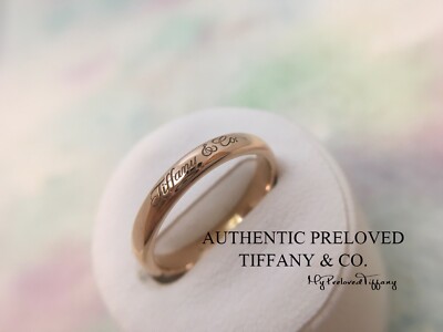 Excellent Authentic Tiffany Co Rose Gold Notes Wedding Band Ring