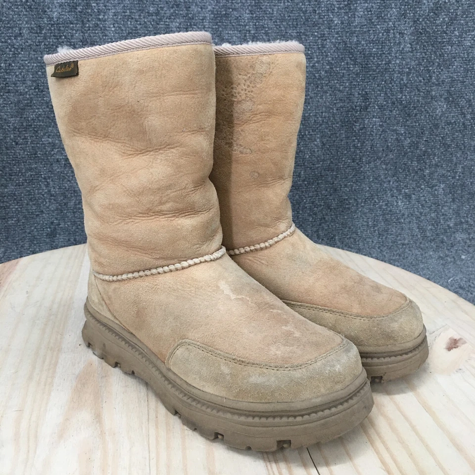 Cabelas Botas Mujer 7 M Piel de Oveja Beige Gamuza Imitación Piel Pull On Media Pantorrilla Informales Foto 3 de 4