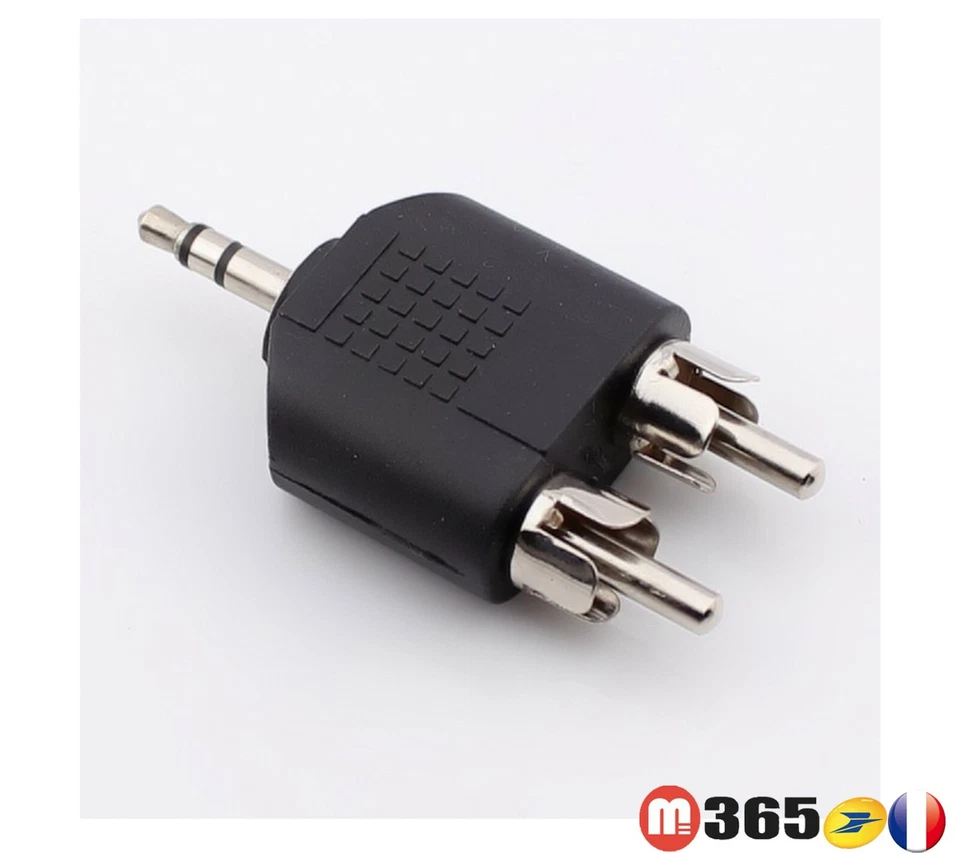 audio jack 3.5 mm mâle vers 2* RCA mâle adaptateur rca à 3,5 Jack audio - Photo 1/1