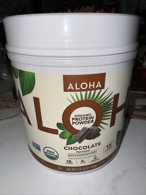 Aloha Organic Plant Based Protein Chocolate Powder 1lb 3oz  Exp. 09/25 Fast Ship