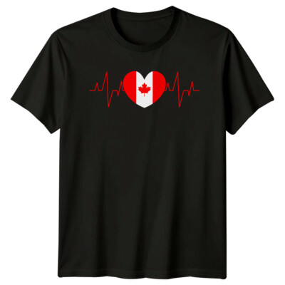 Kanada Flagge Herzschlag Reise Herren T-Shirt Damen Tee Grafik Unisex Top