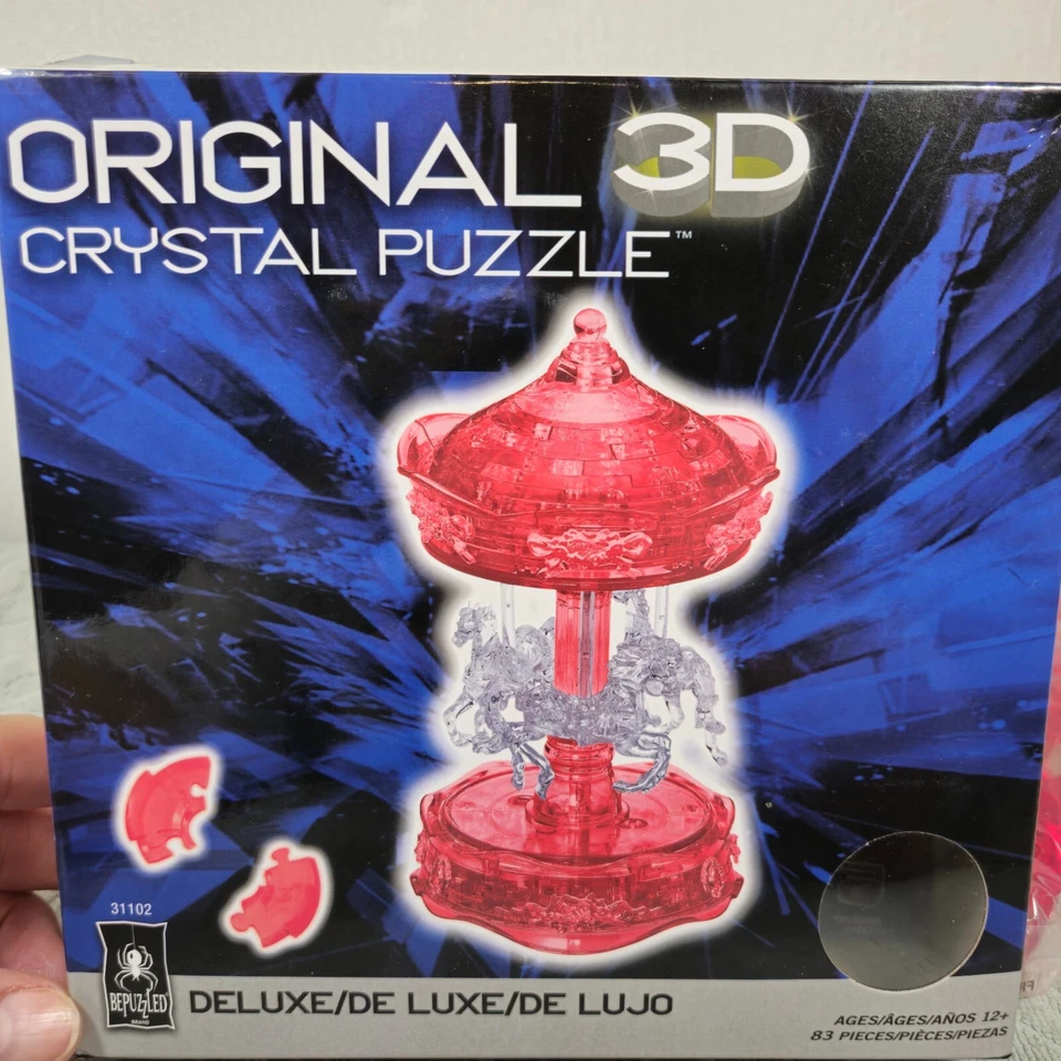 Rompecabezas de cristal 3D BePuzzled - Carrusel (blanco/rojo): 83 piezas caja abierta Foto 2 de 4