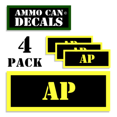 AP Ammo Can Label Ammunition Automatic stickers decals 4 pack YW MINI 1.5in