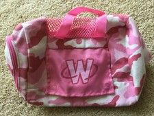 PINK CAMO STUFFED ANIMAL CARRIER CASE W HANDLE ZIPS OPEN WEBKINZ GIRL GIFT NICE!