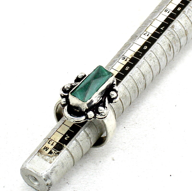 Natural Malachite Gemstone Handmade Ring Size US 9 Antique Vintage Jewelry-image