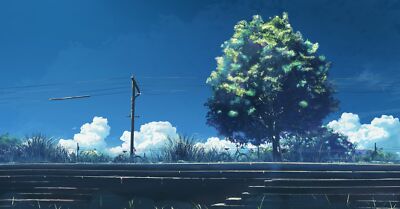 Anime 5 centimeters per second power lines trees utility Playmat Gaming Mat Desk