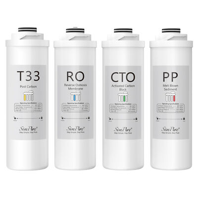 SimPure WP2-400GPD Sediment PP+CTO+RO+T33 6-Month Water Filter Replacement