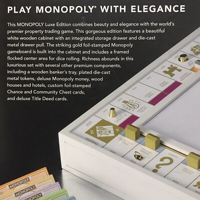 Monopoly Luxe Blanc Et Or - Édition Limitée Hasbro 2016 - Boîte Impeccable