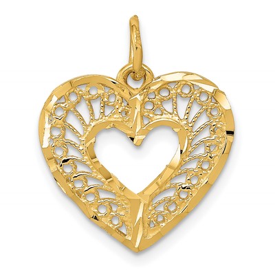 Avariah Massiv 14K Gelbgold Poliertes Herz Anhänger - 21 mm